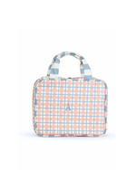 Necessaire 2 Lados | Xadrez 2 Cores Rose E Azul Claro + Listrado Azul Claro