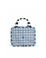 Necessaire 2 Lados | Xadrez 2 Cores Azul Claro E Azul Marinho + Listrado Azul Marinho