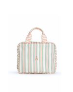 Necessaire 2 Lados | Listrado 2 Cores Verde Menta E Rose + Listrado Rose