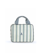 Necessaire 2 Lados | Listrado 2 Cores Verde Menta E Azul Marinho + Listrado Azul Marinho
