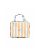 Necessaire 2 Lados | Listrado 2 Cores Amarelo E Azul Claro + Listrado Azul Claro