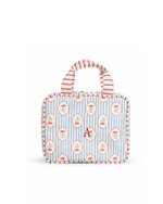 Necessaire 2 Lados | Floral Listrado Botânico + Listrado Vermelho