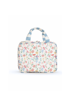 Necessaire 2 Lados | Floral Botânico + Listrado Azul Claro