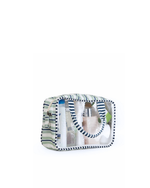 Necessaire Com Visor | Listrado 2 Cores Verde Menta E Azul Marinho + Listrado Azul Marinho
