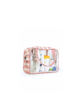 Necessaire Com Visor | Listrado 2 Cores Rose E Vermelho + Listrado Vermelho