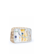 Necessaire Com Visor | Listrado 2 Cores Amarelo E Azul Claro + Listrado Azul Claro