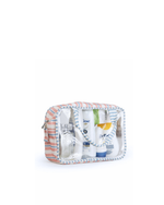 Necessaire Com Visor | Listrado 2 Cores Rose E Azul Claro + Listrado Azul Claro