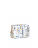 Necessaire Com Visor | Xadrez 2 Cores Amarelo E Azul Claro + Listrado Azul Claro