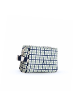 Necessaire Pequena | Xadrez 2 Cores Verde Menta E Azul Marinho + Listrado Azul Marinho