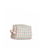 Necessaire Pequena | Xadrez 2 Cores Verde Menta E Rose + Listrado Rose