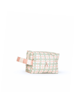 Necessaire Petit | Xadrez 2 Cores Verde Menta E Rose + Listrado Rose
