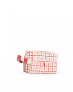 Necessaire Petit | Xadrez 2 Cores Rose E Vermelho + Listrado Vermelho