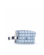 Necessaire Petit | Xadrez 2 Cores Azul Claro E Azul Marinho + Listrado Azul Marinho