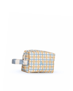Necessaire Petit | Xadrez 2 Cores Amarelo E Azul Claro + Listrado Azul Claro