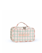 Necessaire Maquiagem | Xadrez 2 Cores Verde Menta E Rose + Listrado Rose