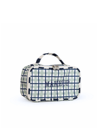 Necessaire Maquiagem | Xadrez 2 Cores Verde Menta E Azul Marinho + Listrado Azul Marinho