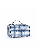 Necessaire Maquiagem | Xadrez 2 Cores Azul Claro E Azul Marinho + Listrado Azul Marinho