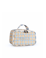 Necessaire Maquiagem | Xadrez 2 Cores Amarelo E Azul Claro + Listrado Azul Claro