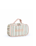 Necessaire Maquiagem | Listrado 2 Cores Verde Menta E Rose + Listrado Rose