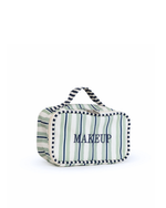 Necessaire Maquiagem | Listrado 2 Cores Verde Menta E Azul Marinho + Listrado Azul Marinho