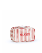 Necessaire Maquiagem | Listrado 2 Cores Rose E Vermelho + Listrado Vermelho