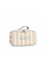 Necessaire Maquiagem | Listrado 2 Cores Amarelo E Azul Claro + Listrado Azul Claro