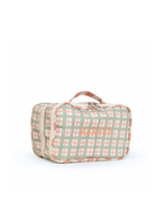 Necessaire Maquiagem Dupla | Xadrez 2 Cores Verde Menta E Rose + Listrado Rose