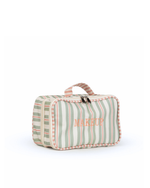 Necessaire Maquiagem Dupla | Listrado 2 Cores Verde Menta E Rose + Listrado Rose