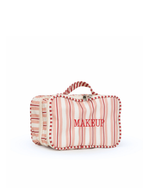Necessaire Maquiagem Dupla | Listrado 2 Cores Rose E Vermelho + Listrado Vermelho
