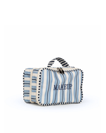 Necessaire Maquiagem Dupla | Listrado 2 Cores Azul Claro E Azul Marinho + Listrado Azul Marinho