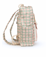 Mochila Adulto | Xadrez 2 Cores Verde Menta E Rose + Listrado Rose