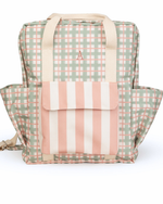 Mochila Adulto | Xadrez 2 Cores Verde Menta E Rose + Listrado Rose