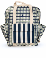 Mochila Adulto | Xadrez 2 Cores Verde Menta E Azul Marinho + Listrado Azul Marinho