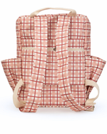 Mochila Adulto | Xadrez 2 Cores Rose E Vermelho + Listrado Vermelho