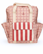 Mochila Adulto | Xadrez 2 Cores Rose E Vermelho + Listrado Vermelho