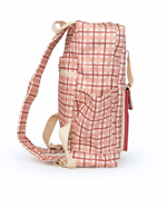 Mochila Adulto | Xadrez 2 Cores Rose E Vermelho + Listrado Vermelho