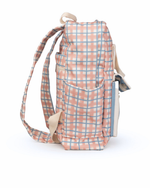 Mochila Adulto | Xadrez 2 Cores Rose E Azul Claro + Listrado Azul Claro