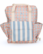 Mochila Adulto | Xadrez 2 Cores Rose E Azul Claro + Listrado Azul Claro