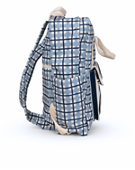 Mochila Adulto | Xadrez 2 Cores Azul Claro E Azul Marinho + Listrado Azul Marinho