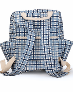 Mochila Adulto | Xadrez 2 Cores Azul Claro E Azul Marinho + Listrado Azul Marinho