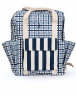 Mochila Adulto | Xadrez 2 Cores Azul Claro E Azul Marinho + Listrado Azul Marinho