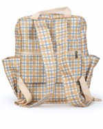 Mochila Adulto | Xadrez 2 Cores Amarelo E Azul Claro + Listrado Azul Claro