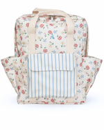 Mochila Adulto | Florzinhas Botânicas + Listrado Azul Claro