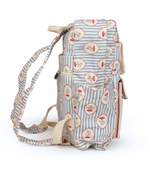 Mochila Adulto | Floral Listrado Botânico + Listrado Vermelho
