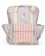 Mochila Adulto | Floral Listrado Botânico + Listrado Vermelho