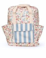 Mochila Adulto | Floral Botânico + Listrado Azul Claro