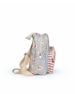 Mochila Petit | Floral Listrado Botânico + Listrado Vermelho