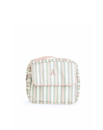 Necessaire 2 Zíperes | Listrado 2 Cores Verde Menta E Rose + Listrado Rose