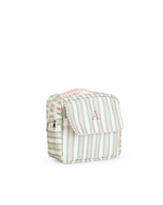 Necessaire 2 Zíperes | Listrado 2 Cores Verde Menta E Rose + Listrado Rose