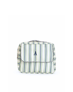 Necessaire 2 Zíperes | Listrado 2 Cores Verde Menta E Azul Marinho + Listrado Azul Marinho